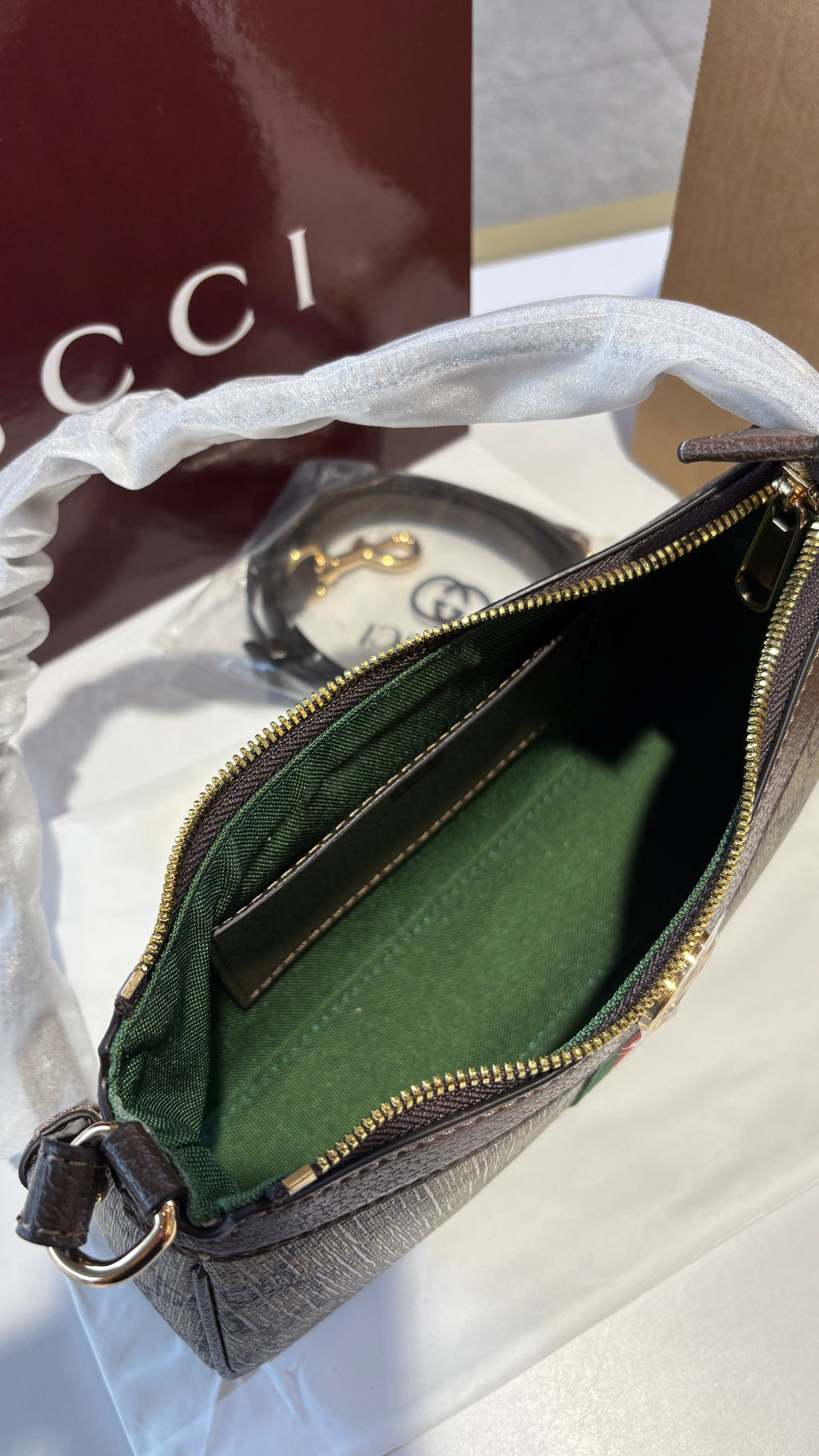 Signature monogram leather shoulder bag