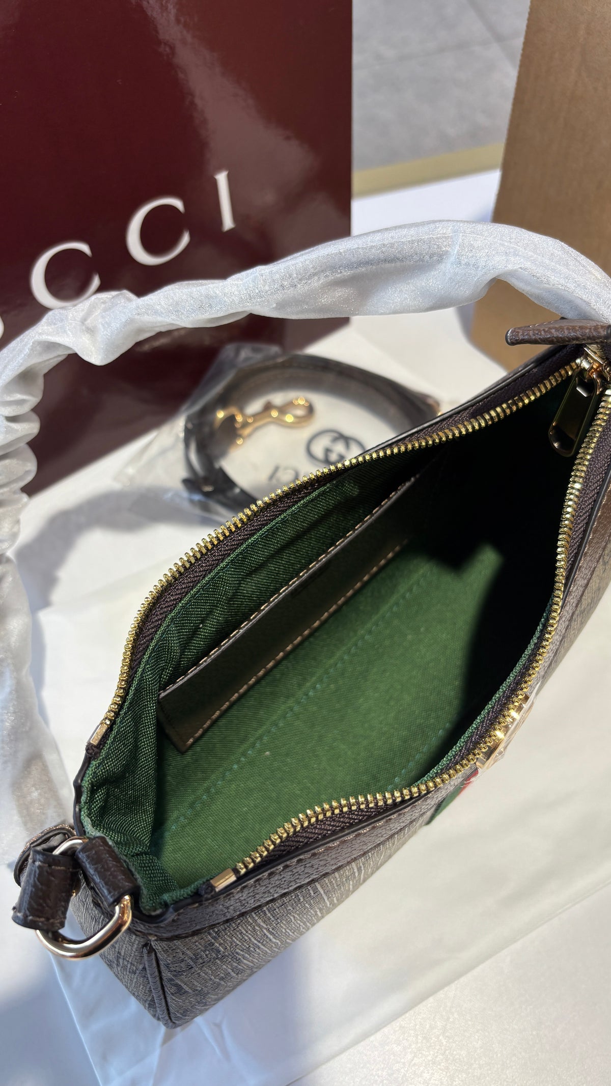 Signature monogram leather shoulder bag