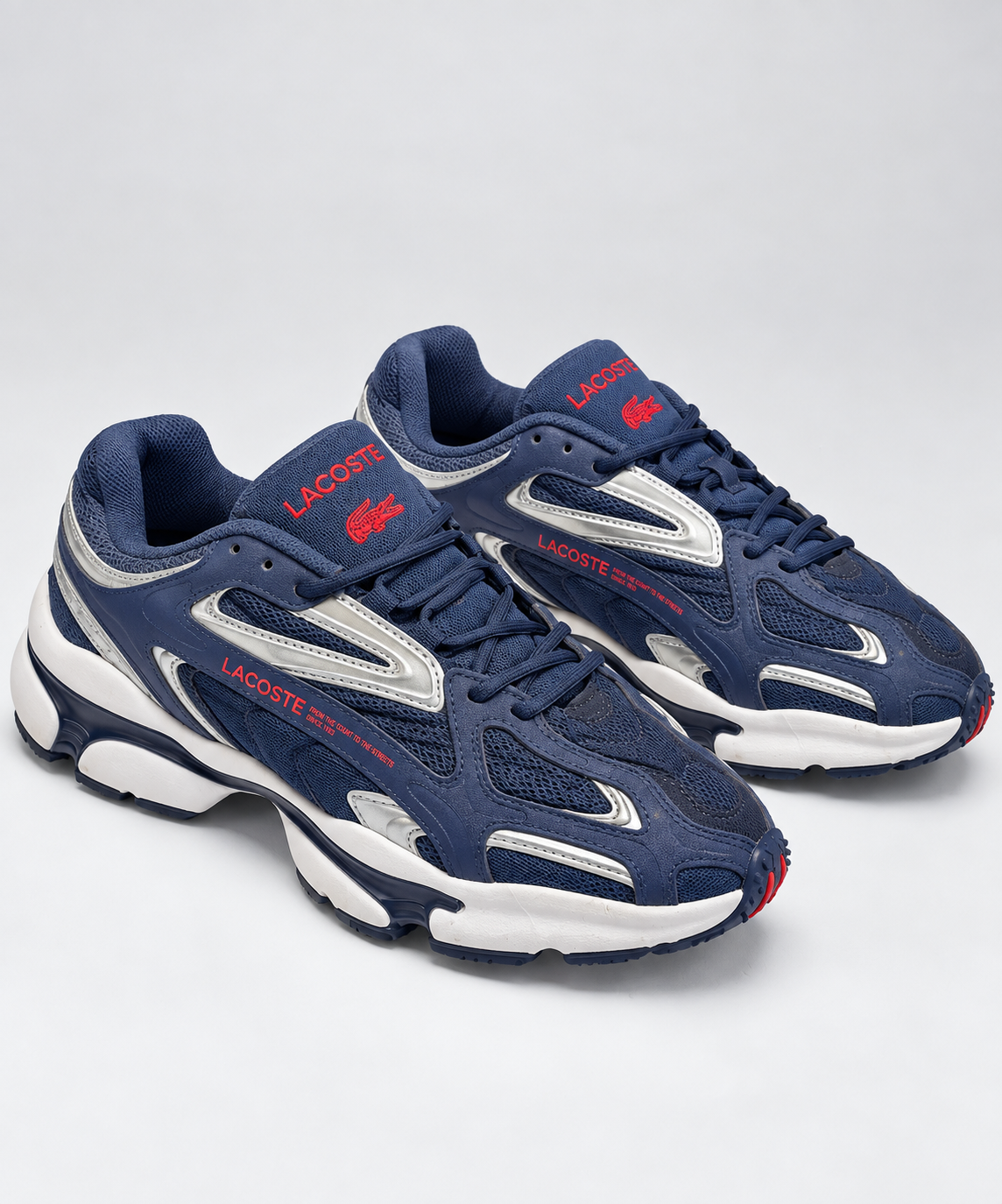 Navy Blue & White Retro Runner Sneakers