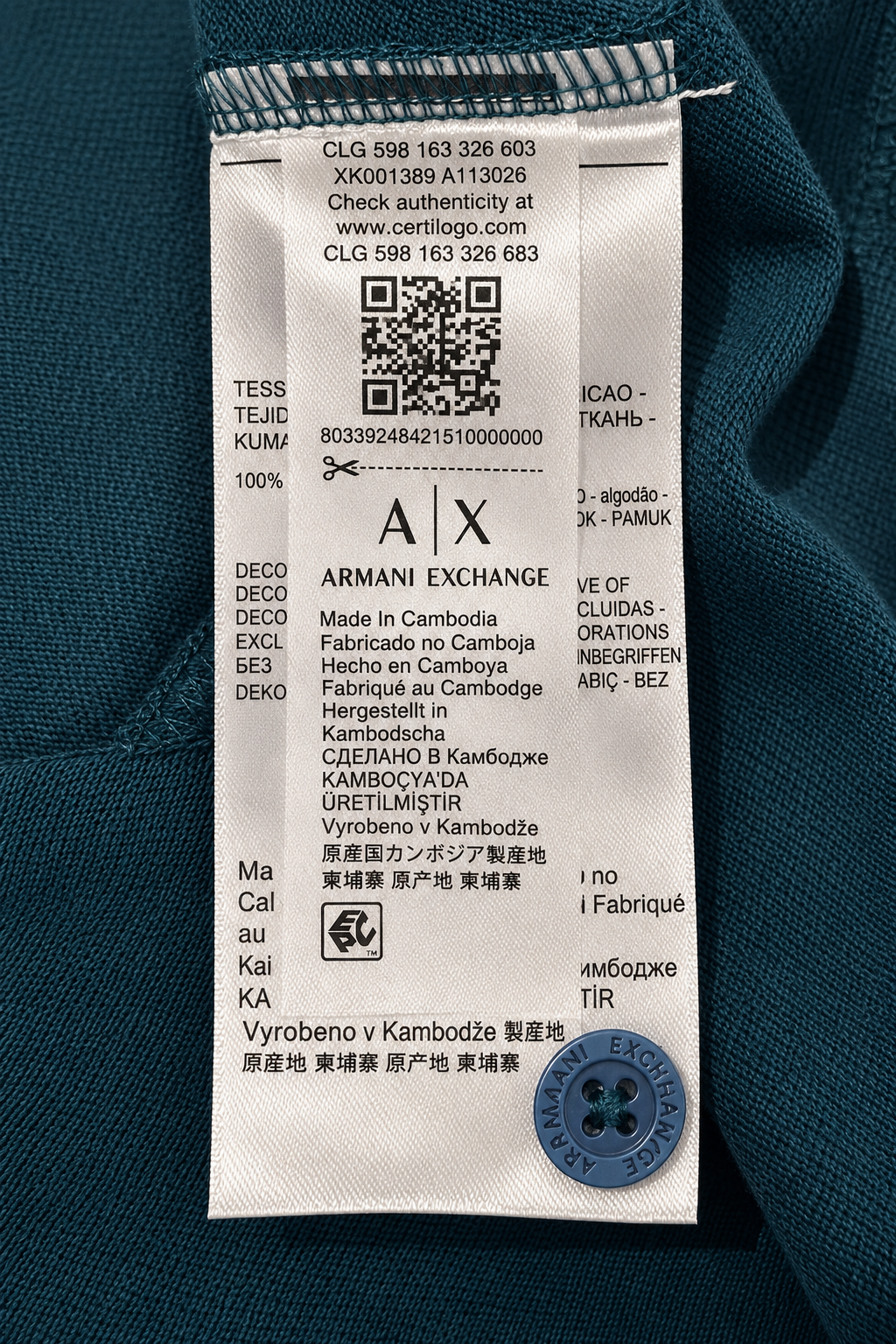 Teal Blue Contrast-Trim Polo T-Shirt with Embroidered Logo