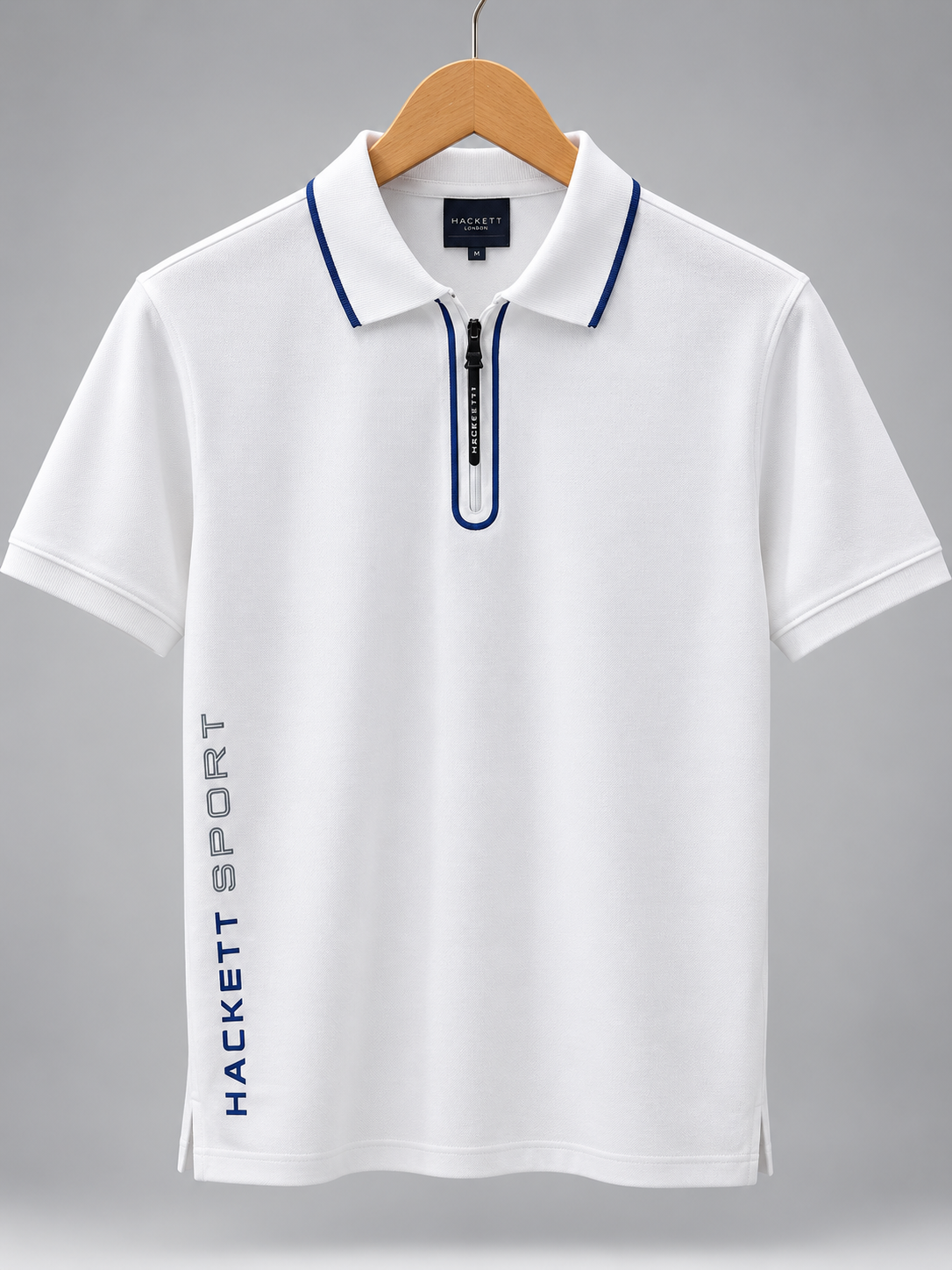 White Sporty Zip-Front Polo T-Shirt