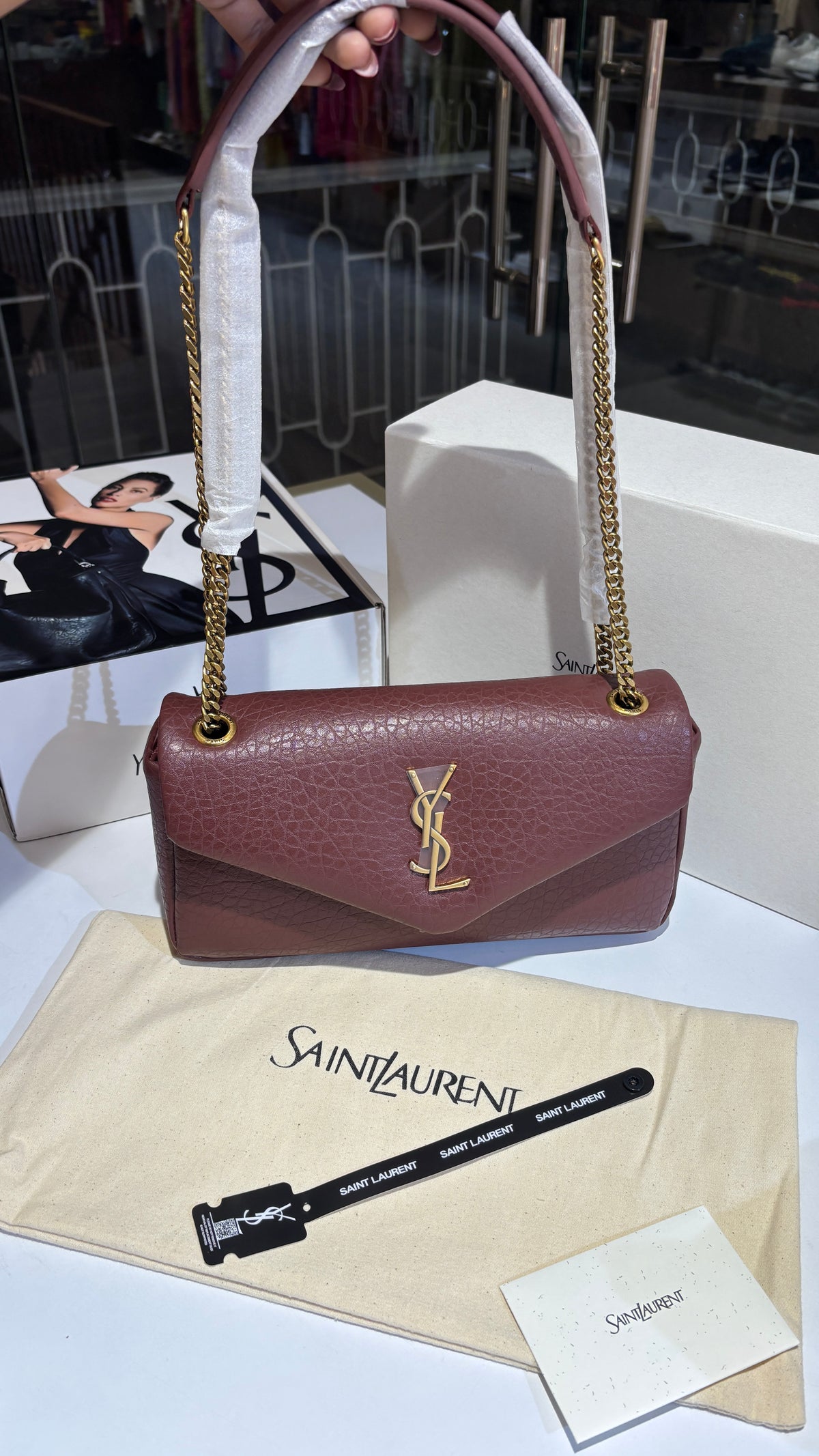 Burgundy Textured Quilted Shoulder Sling Bag