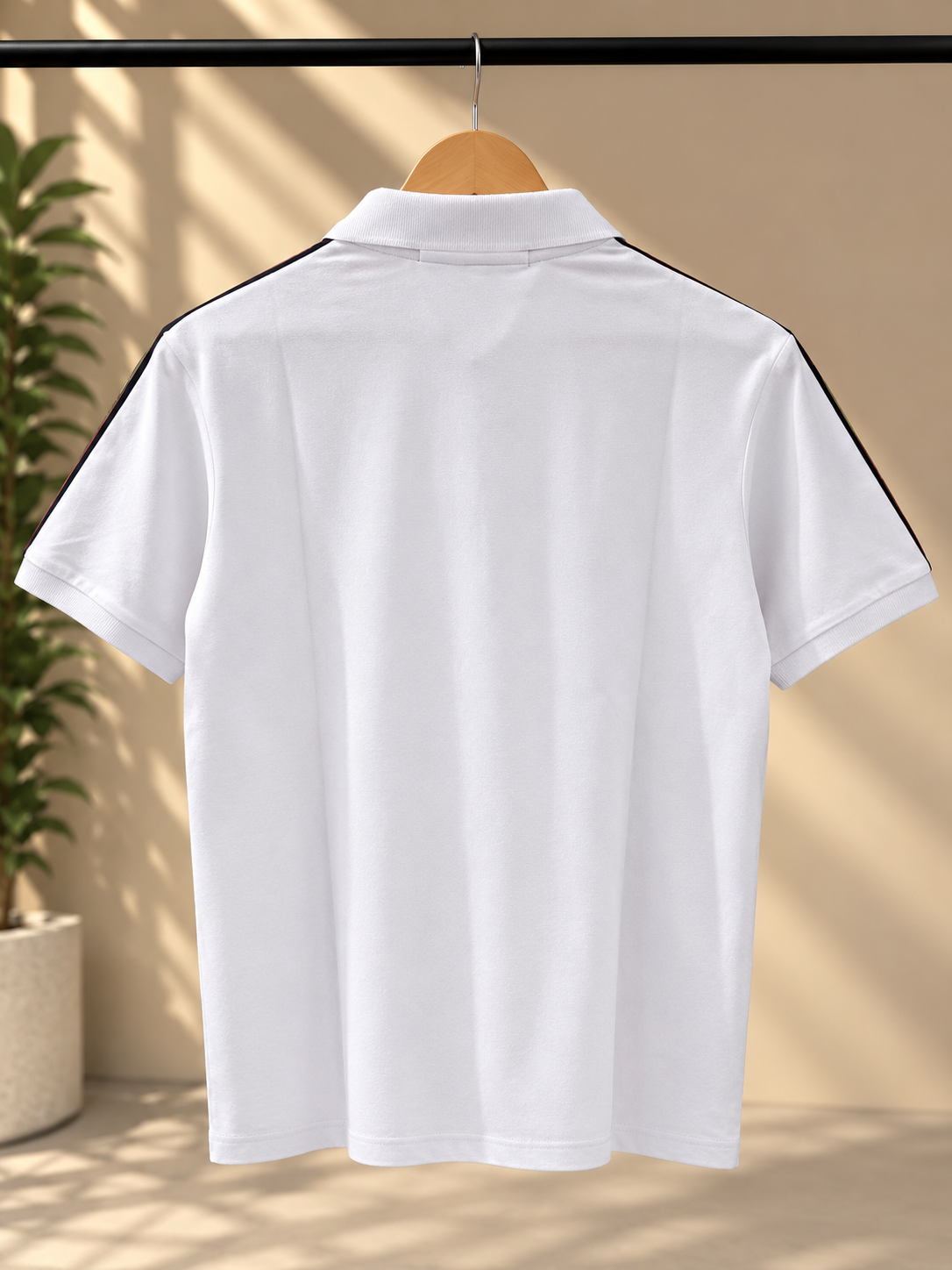 Premium White Multicolor Stripe Polo Shirt