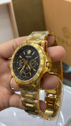 Black Round Dial Analog Multifunction Chrono Moonphase Men Watch - VE0K00425