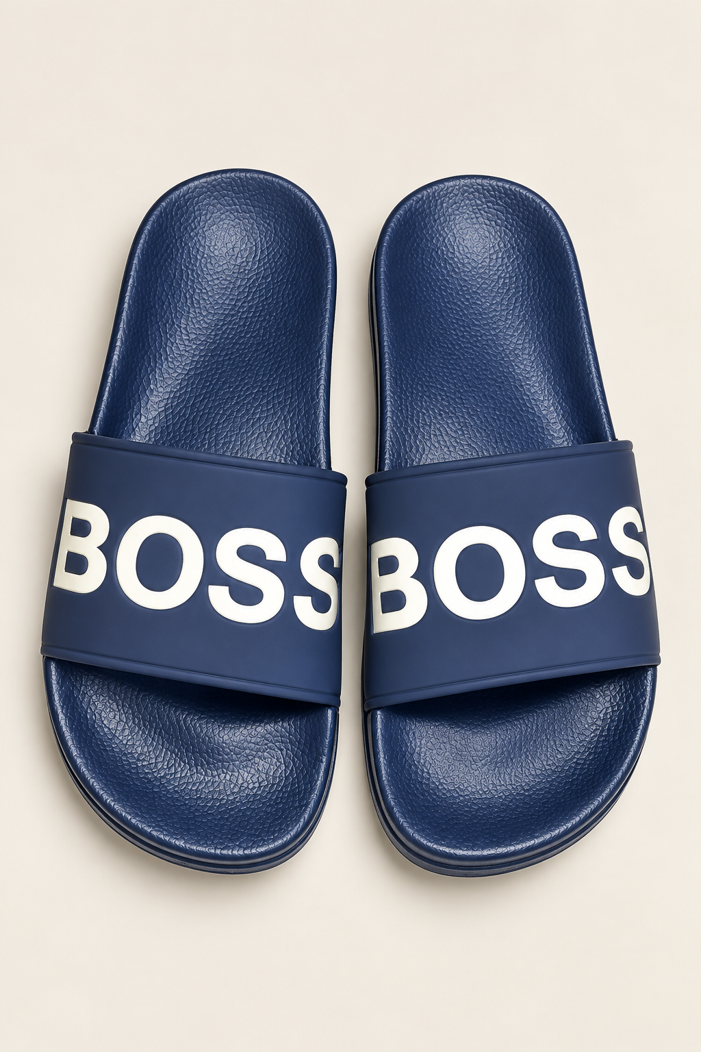 Classic Navy Blue Statement Strap Slides