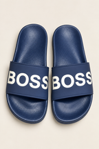Classic Navy Blue Statement Strap Slides
