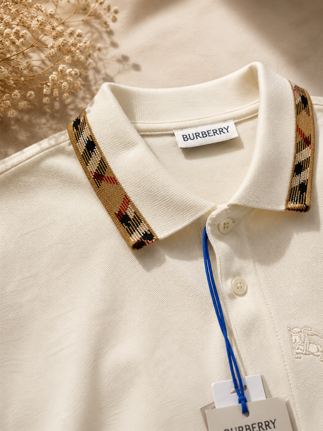 Classic Cream Polo with Heritage Check Collar