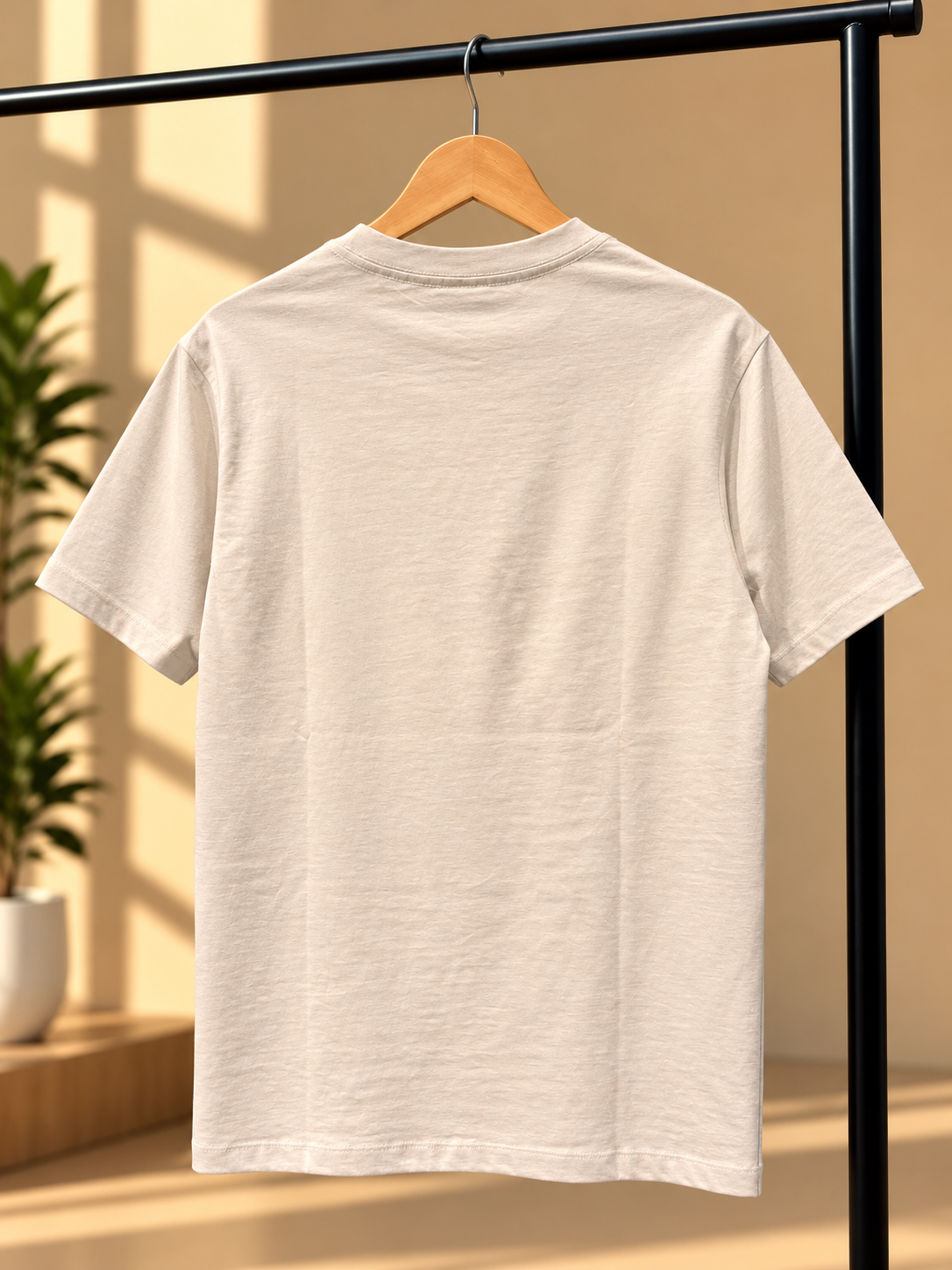 Cream Graphic Print Crew Neck T-Shirt