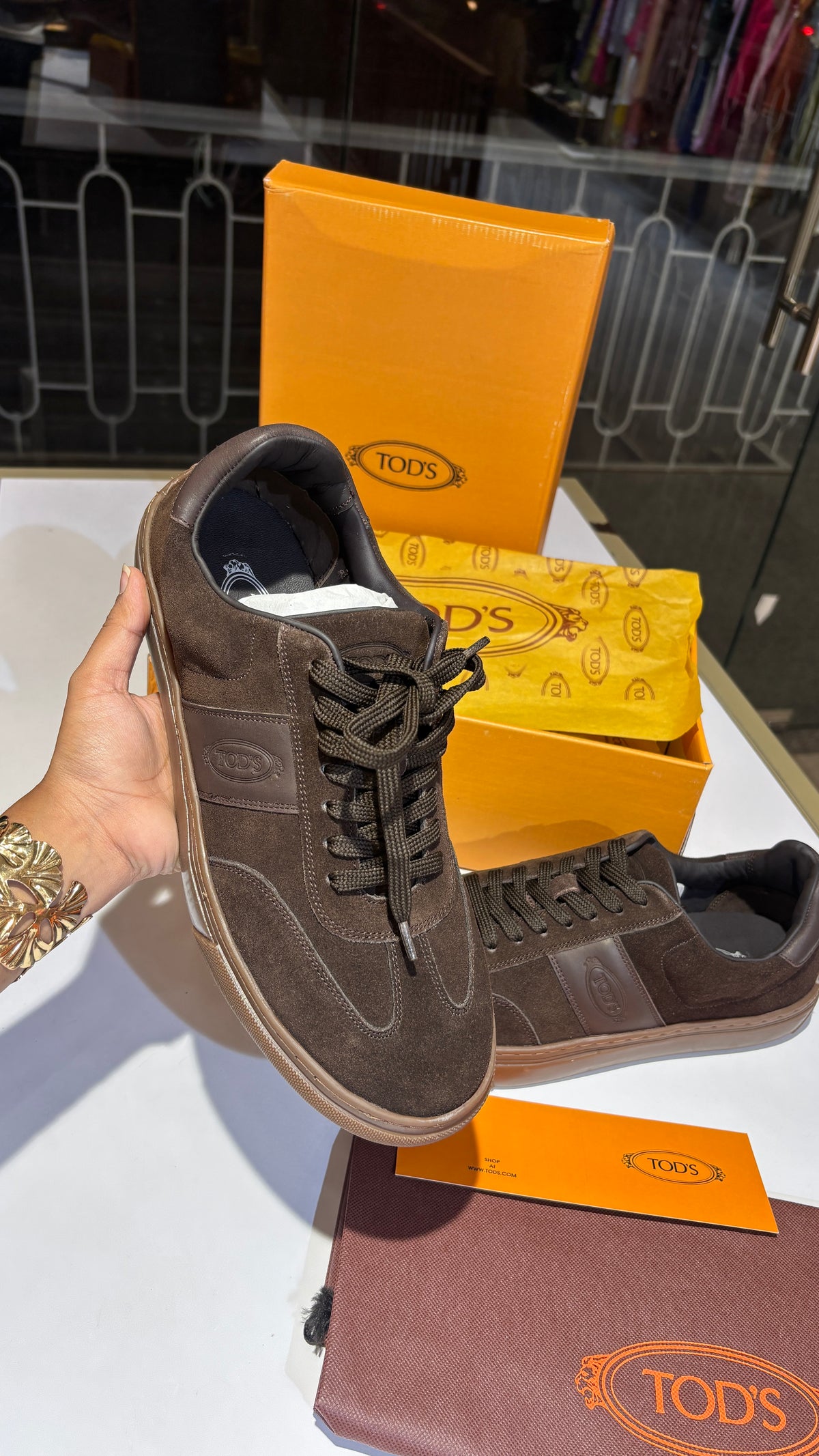 Dark Brown Suede Low-Top Sneakers