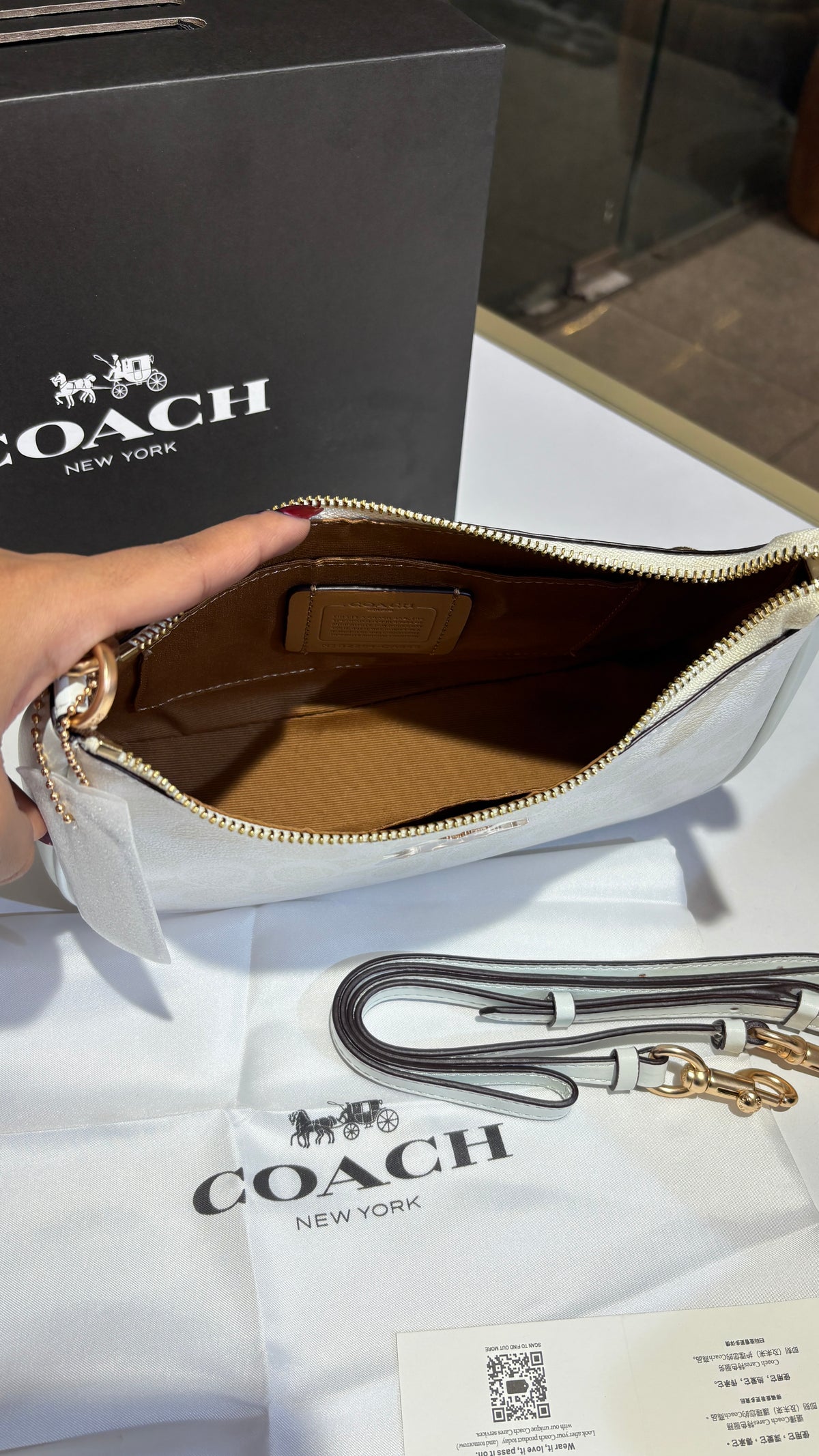 White Signature Monogram shoulder bag