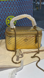 Metallic Gold Quilted Vanity Bag