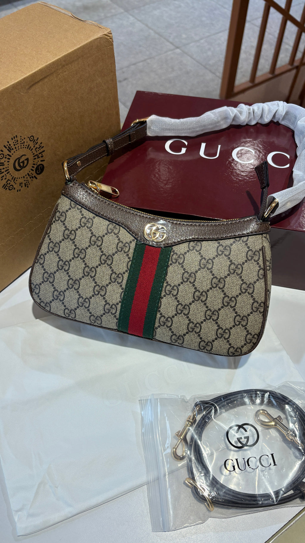 Signature monogram leather shoulder bag