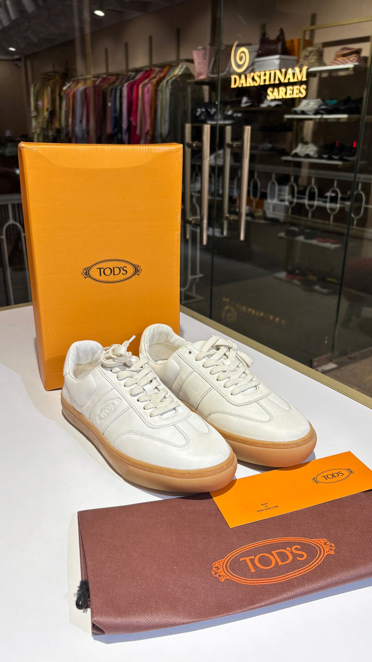 White Leather Low-Top Sneakers