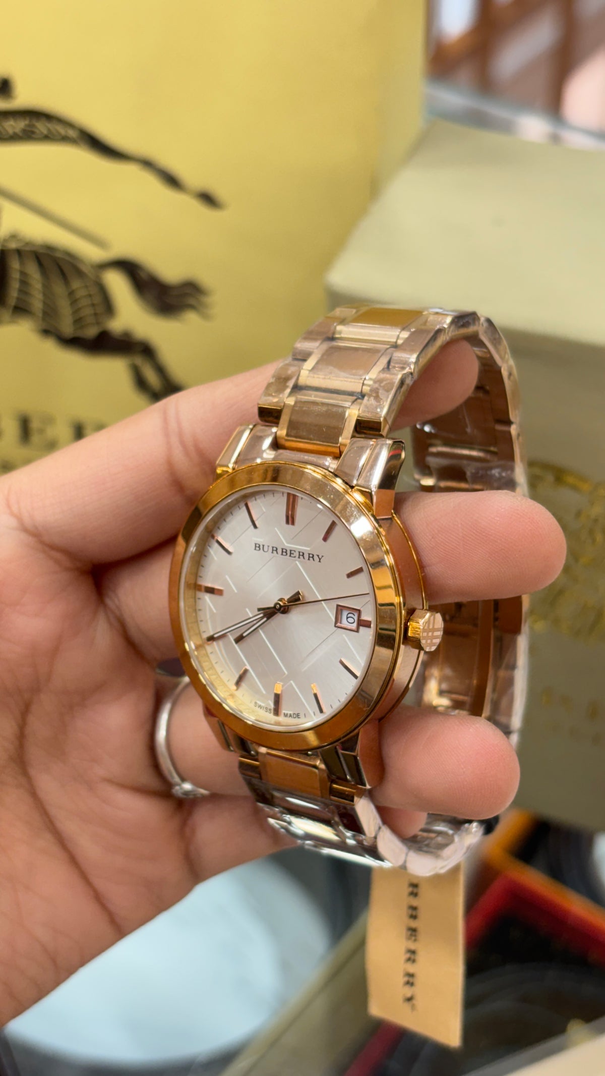 BU9004 White checkered unisex watch