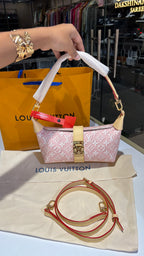 Pastel Pink Patterned Buckle Shoulder Bag