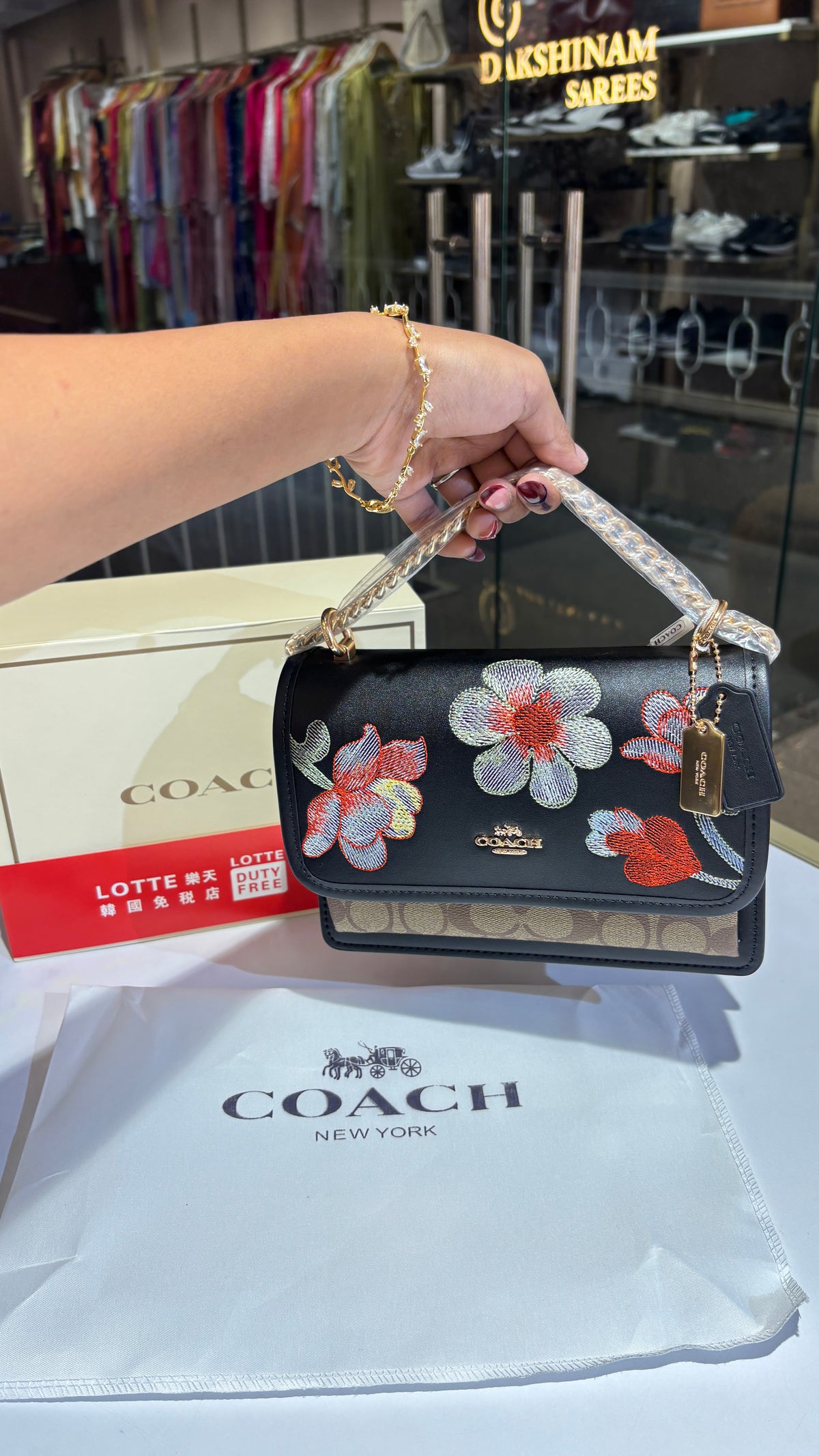 Black Floral Print Sling bag