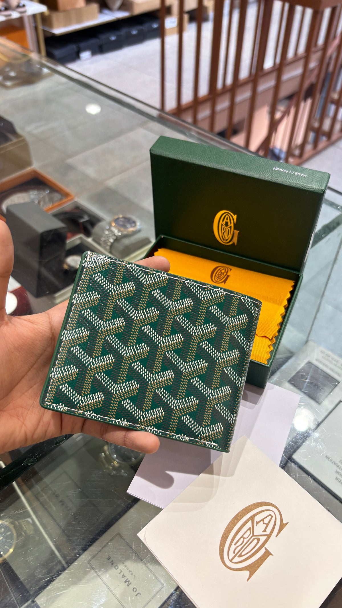 Signature monogram green mens wallet