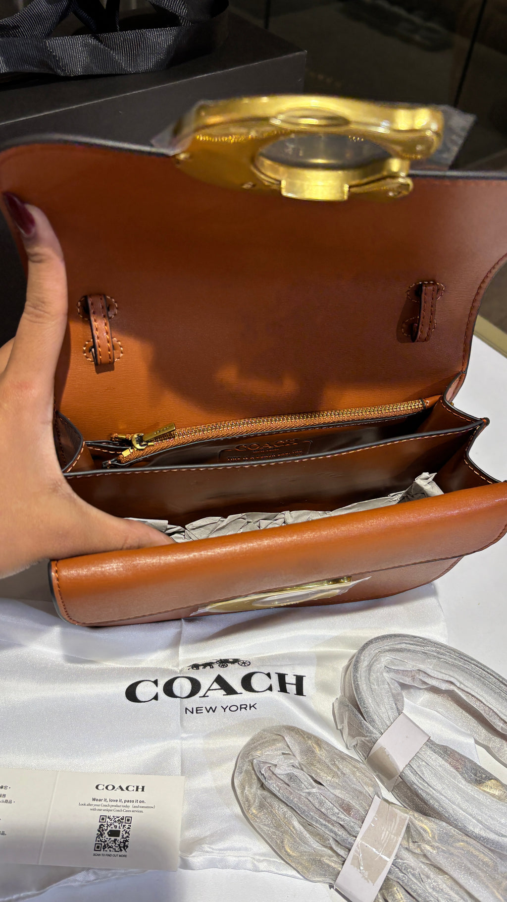 Structured Tan Chain Shoulder Bag