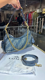 Quilted Denim Chain Shoulder Bag