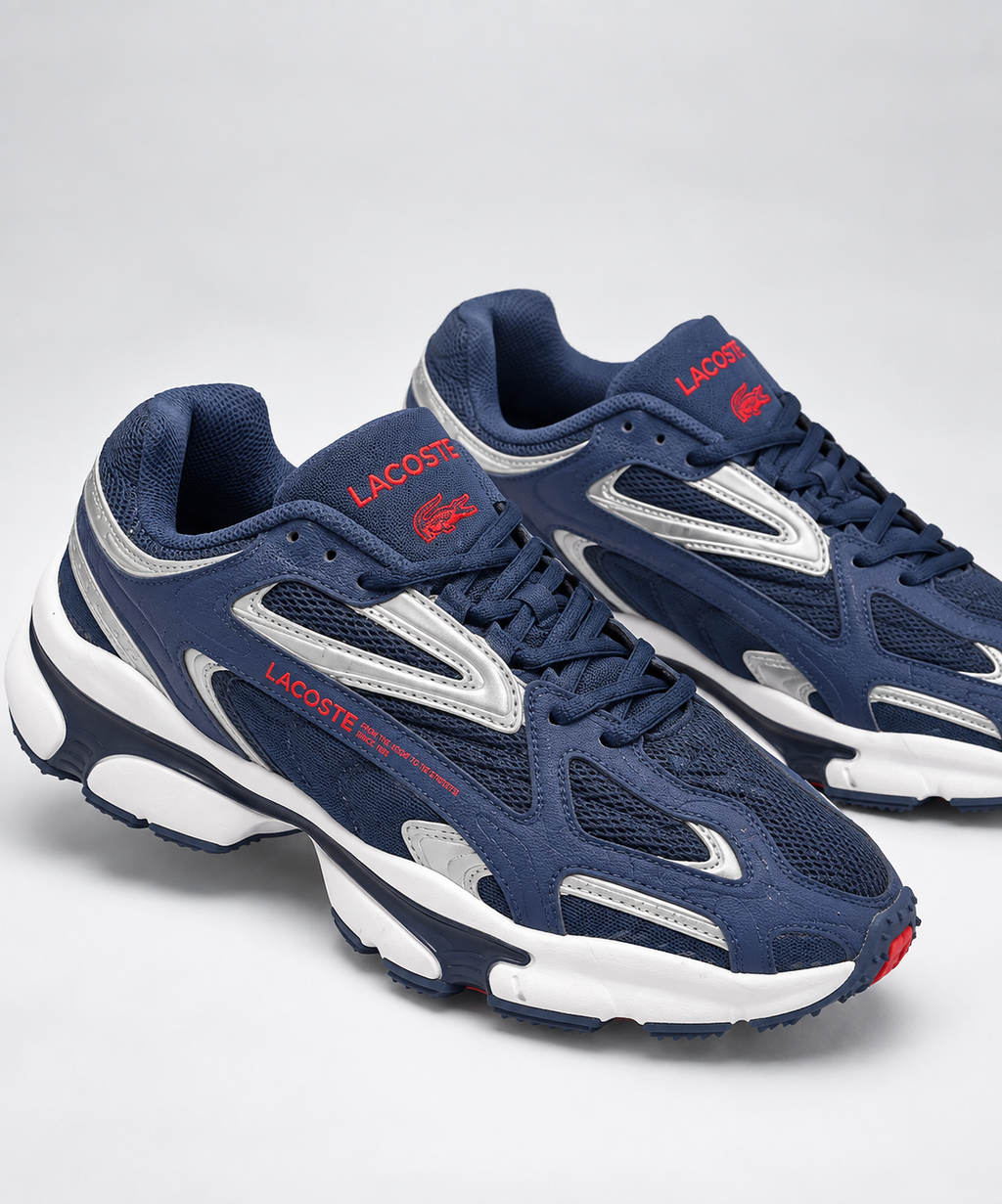 Navy Blue & White Retro Runner Sneakers