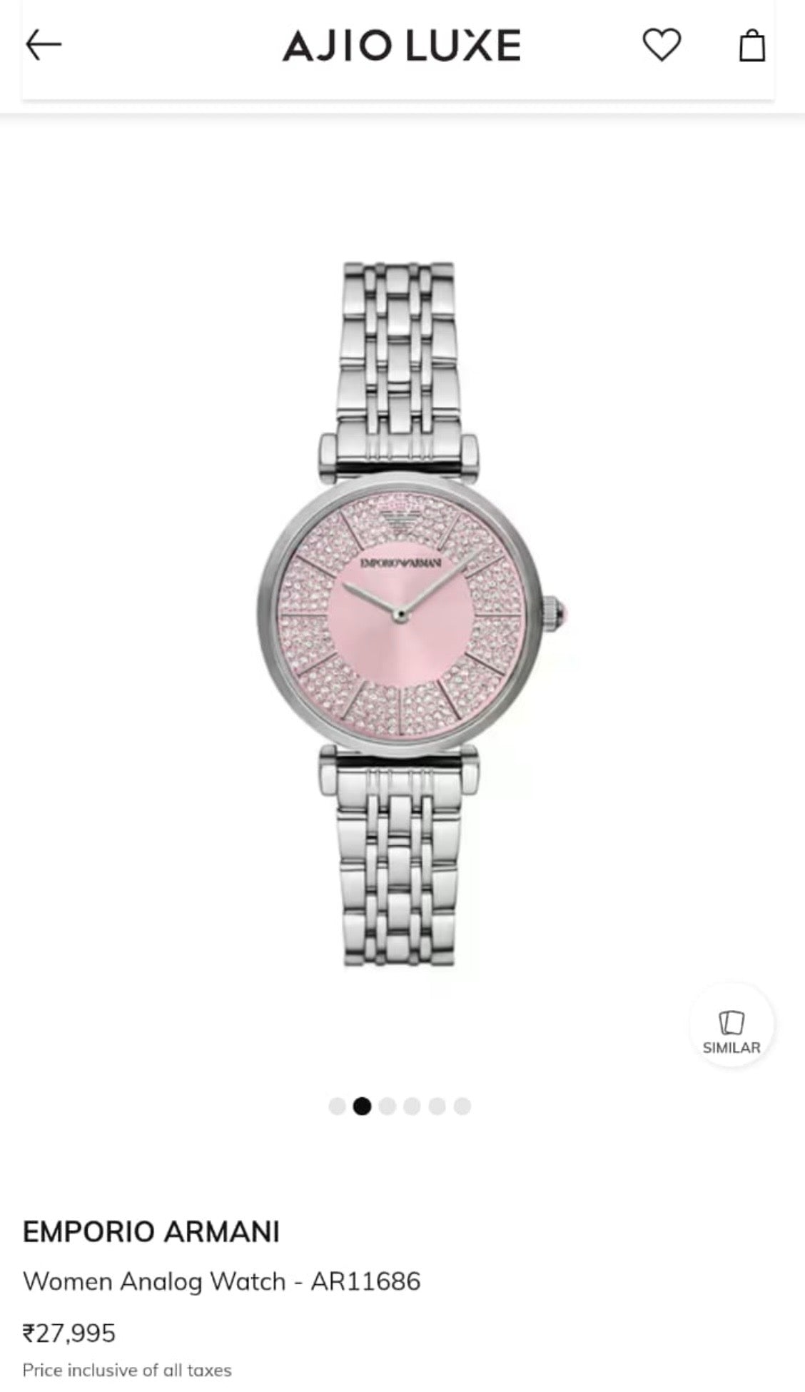 AR11686 Women Quartz Pink Dial Analog