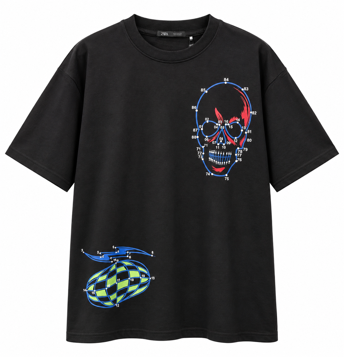 Tech Sketch Graphic Oversized Crew Neck T-Shirt