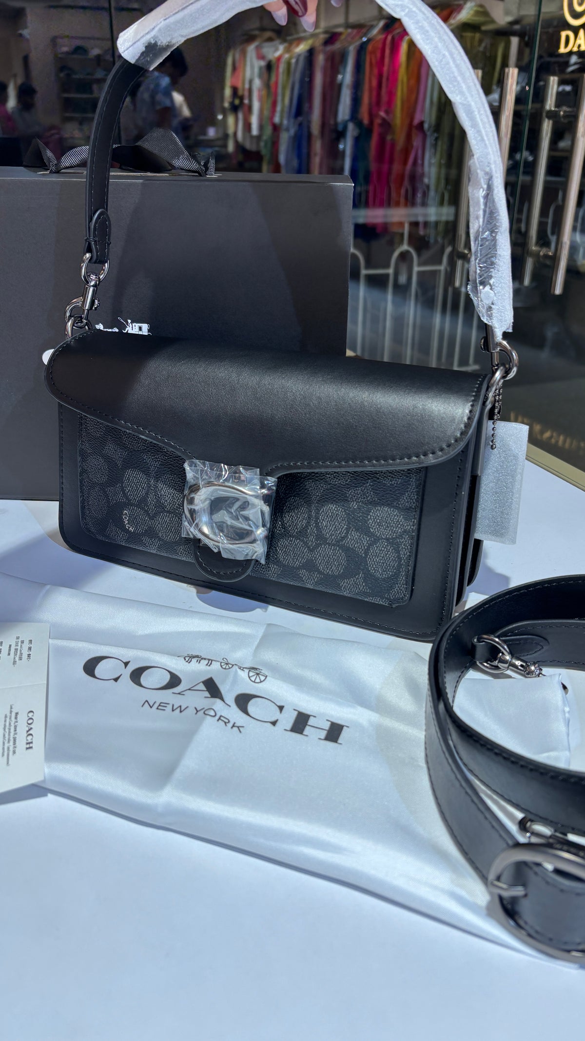 Black monogram tabby bag with 2 straps