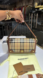 Signature checkered leather bag with two straps