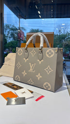 Monogrammed Leather Structured Tote Bag