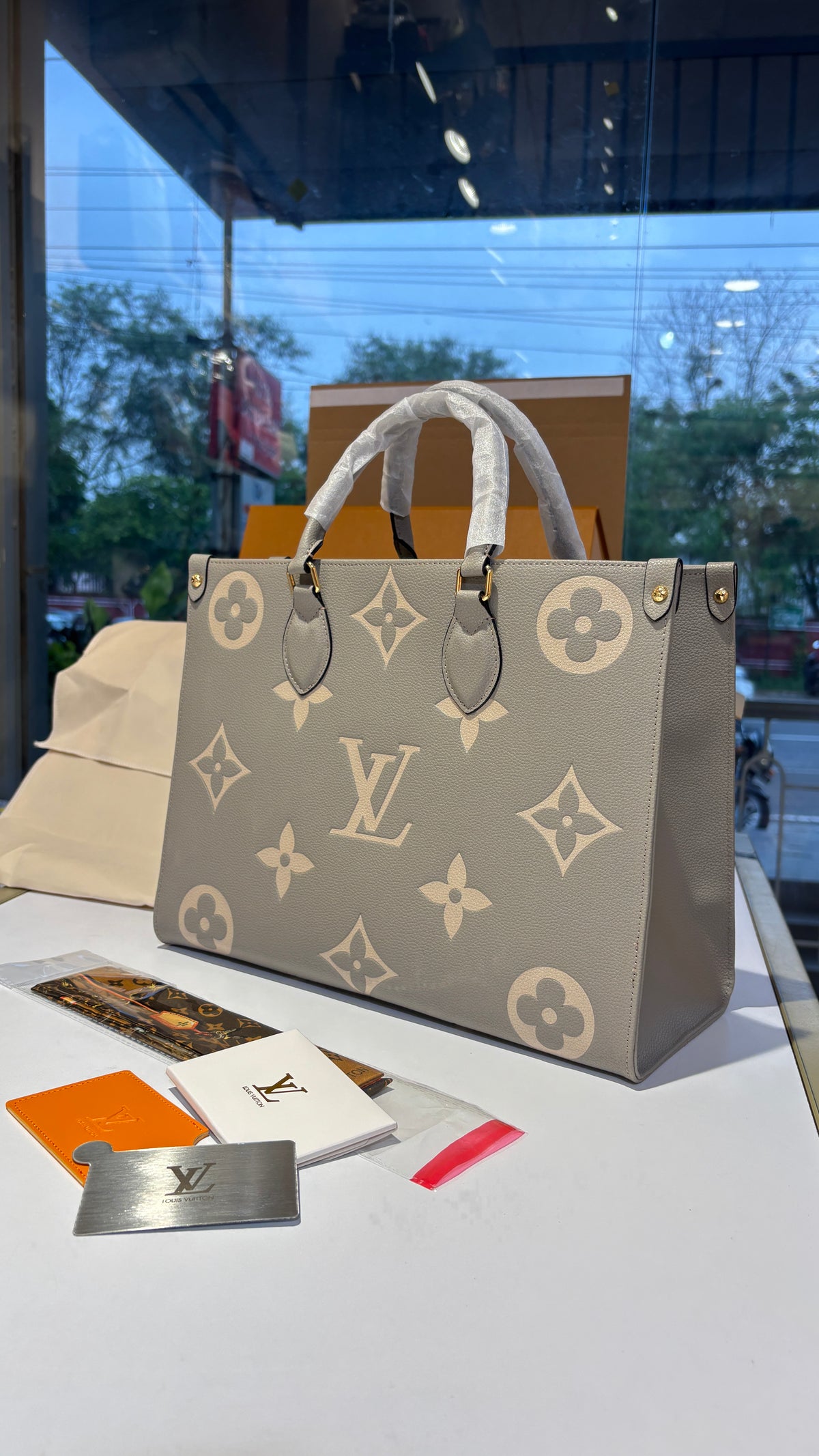 Monogrammed Leather Structured Tote Bag