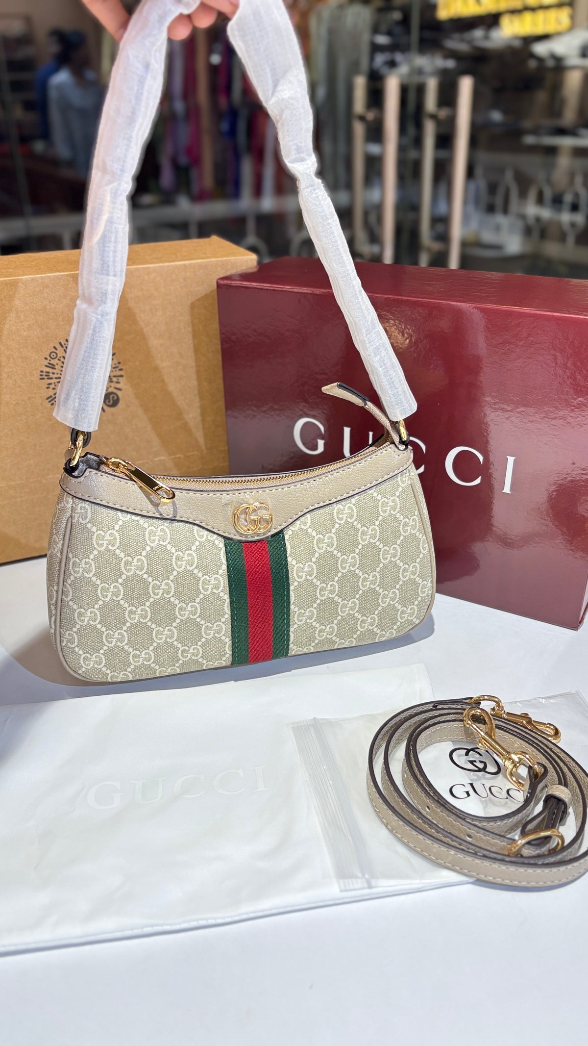 Signature monogram Canvas Shoulder Bag