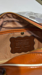 Vintage Two-Tone Leather Barrel Bag with Heart Charm