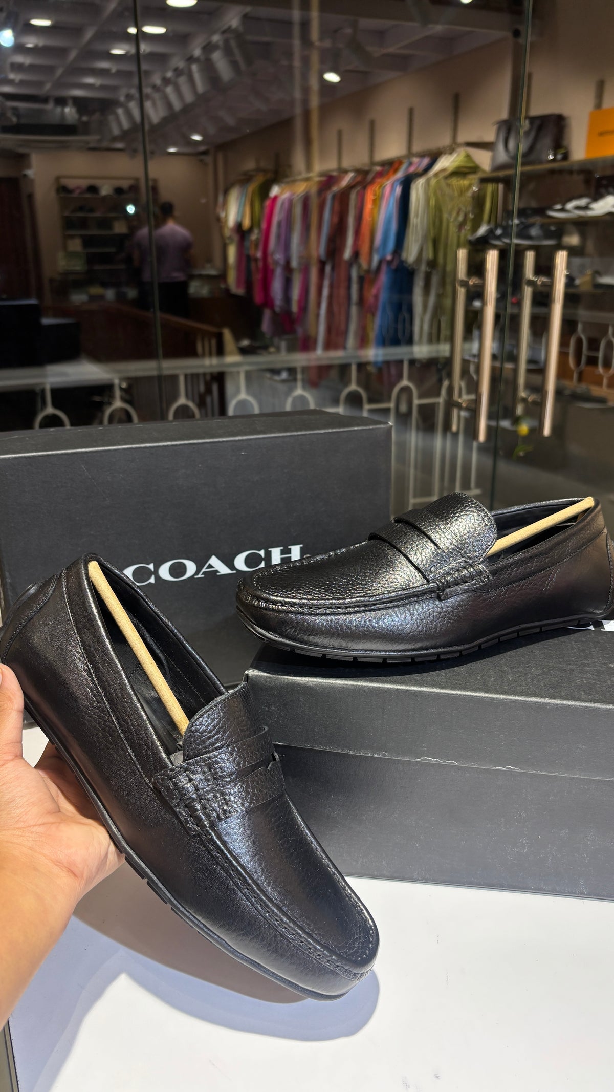 Black Pebbled Leather Penny Loafers