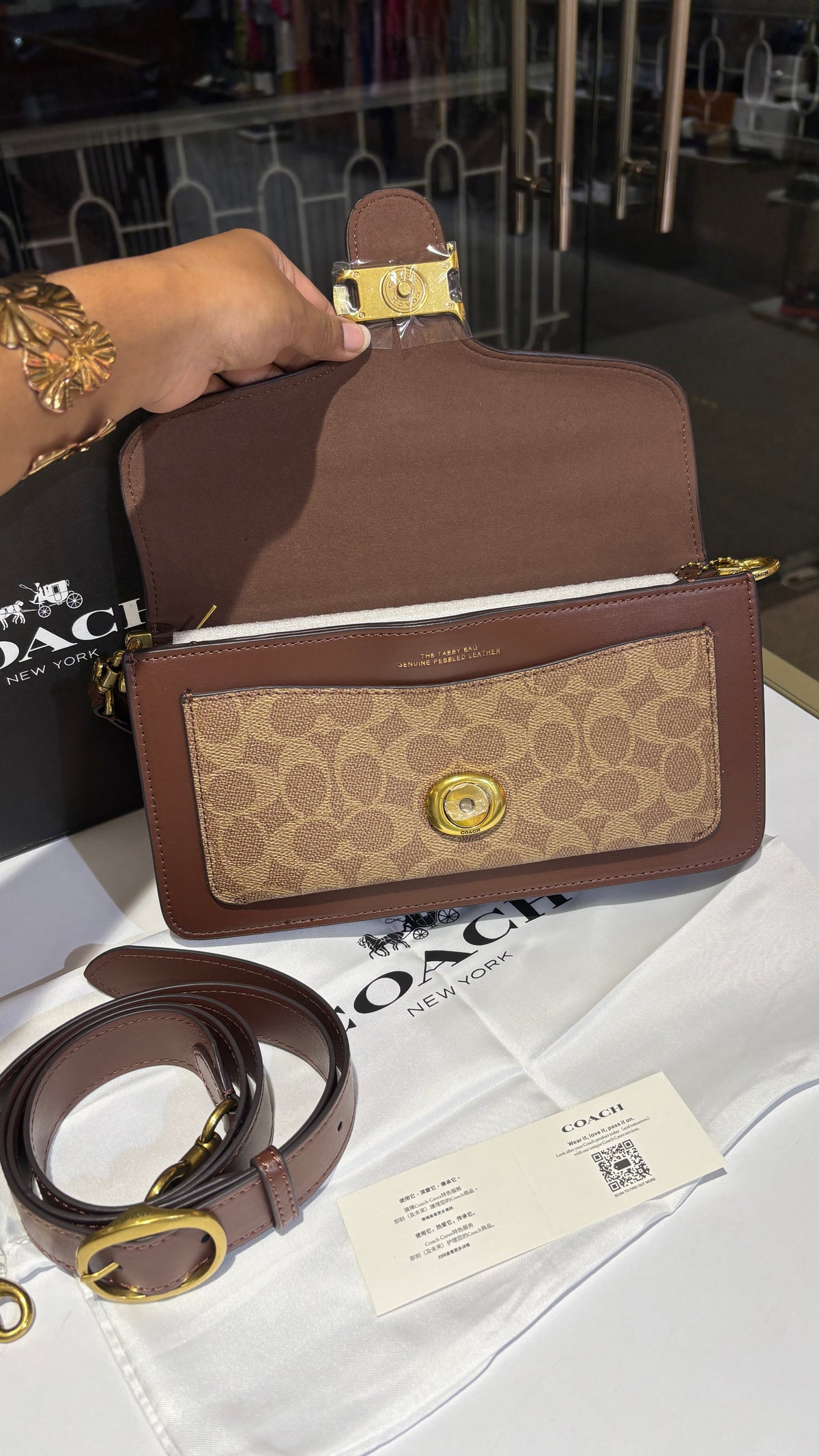 Signature monogram chocolate brown shoulder bag