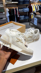 Off-White & Beige Monogram Sneakers