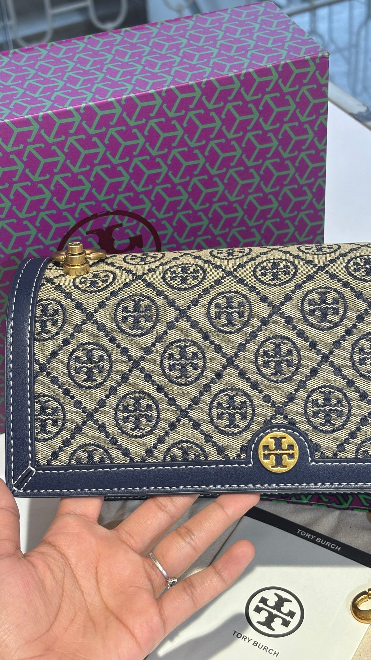 Blue Signature monogram canvas crossbody bag