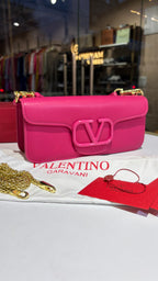 Hot pink Chain Strap leather shoulder bag