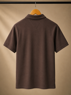 Brown Classic Contrast-Trim Polo T-Shirt