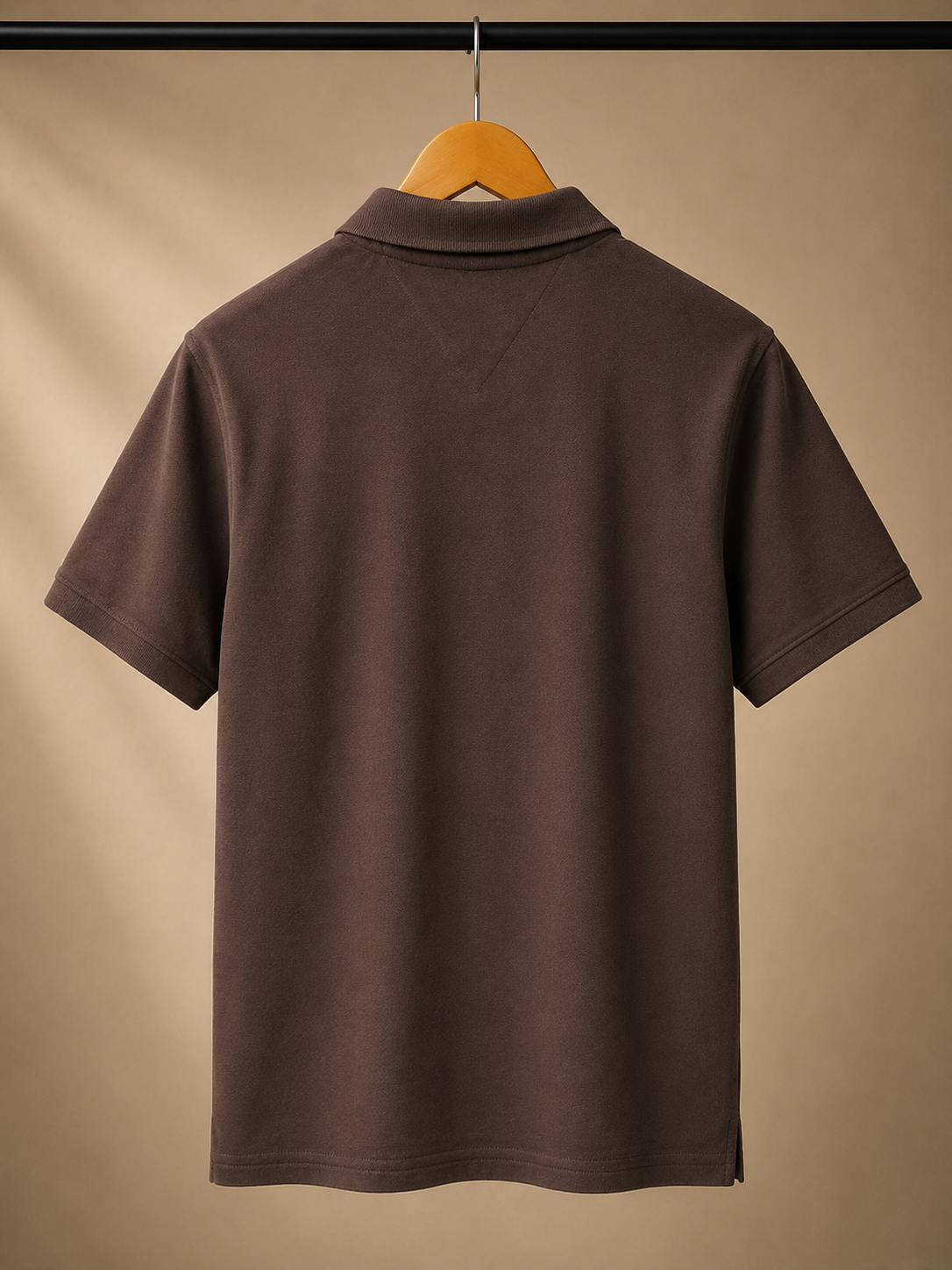 Brown Classic Contrast-Trim Polo T-Shirt