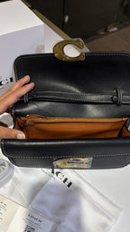Black shoulder bag with Gold Chain and crossbody strap