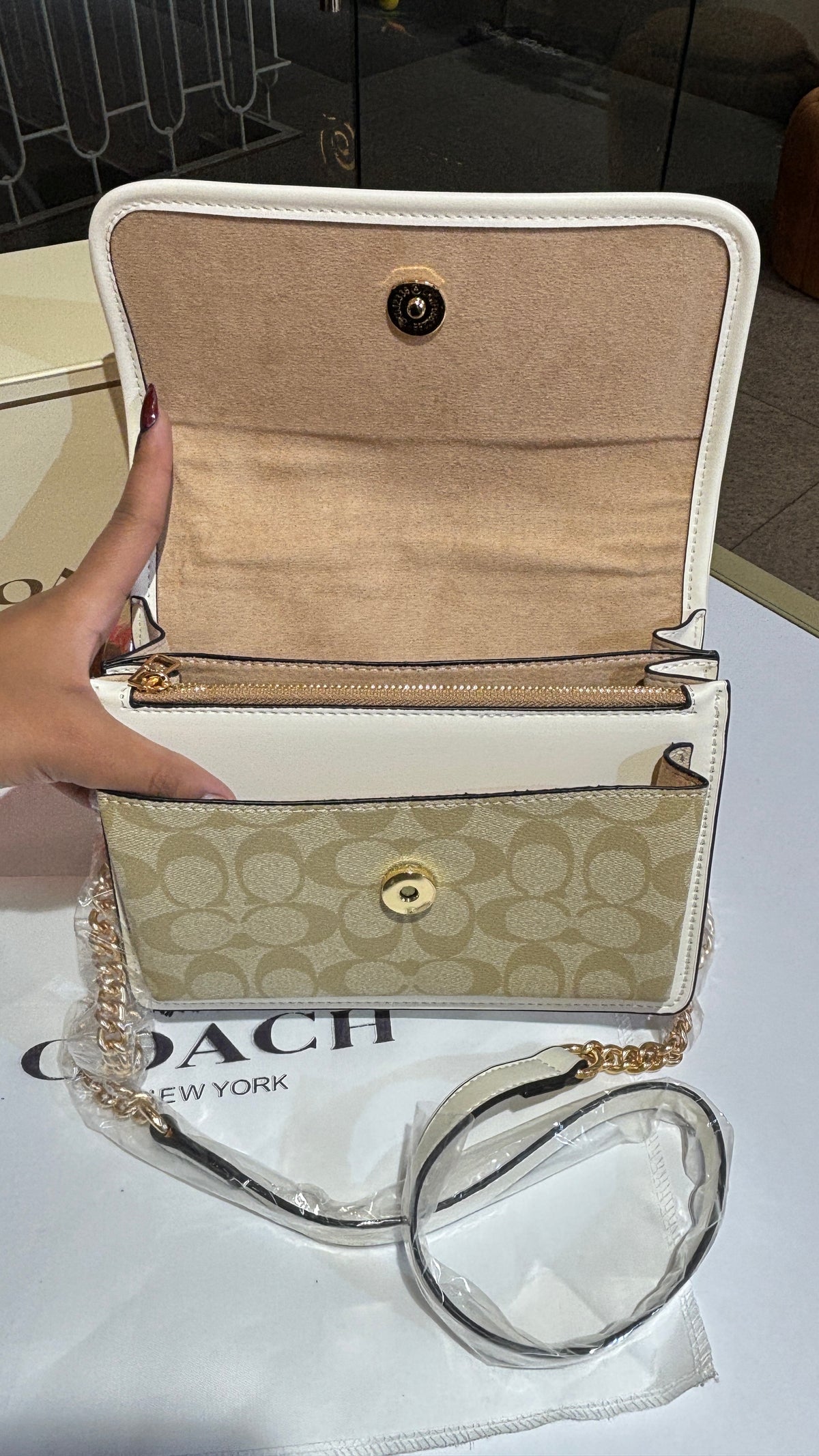 White Floral Print sling bag