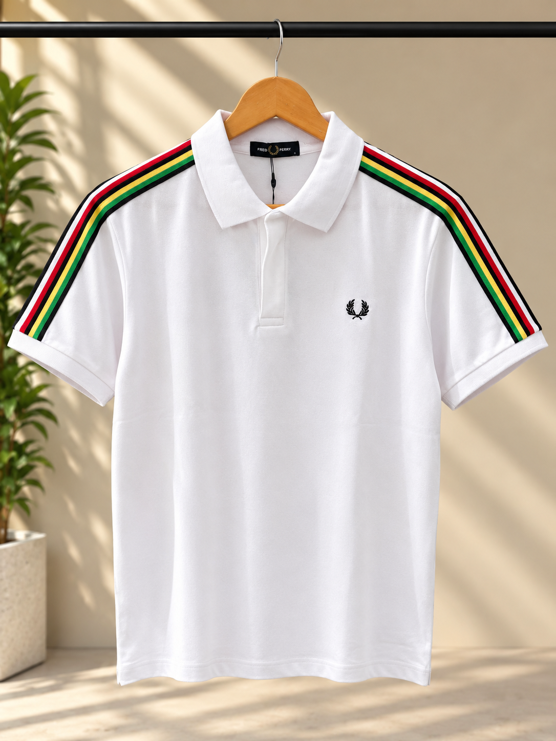 Premium White Multicolor Stripe Polo Shirt