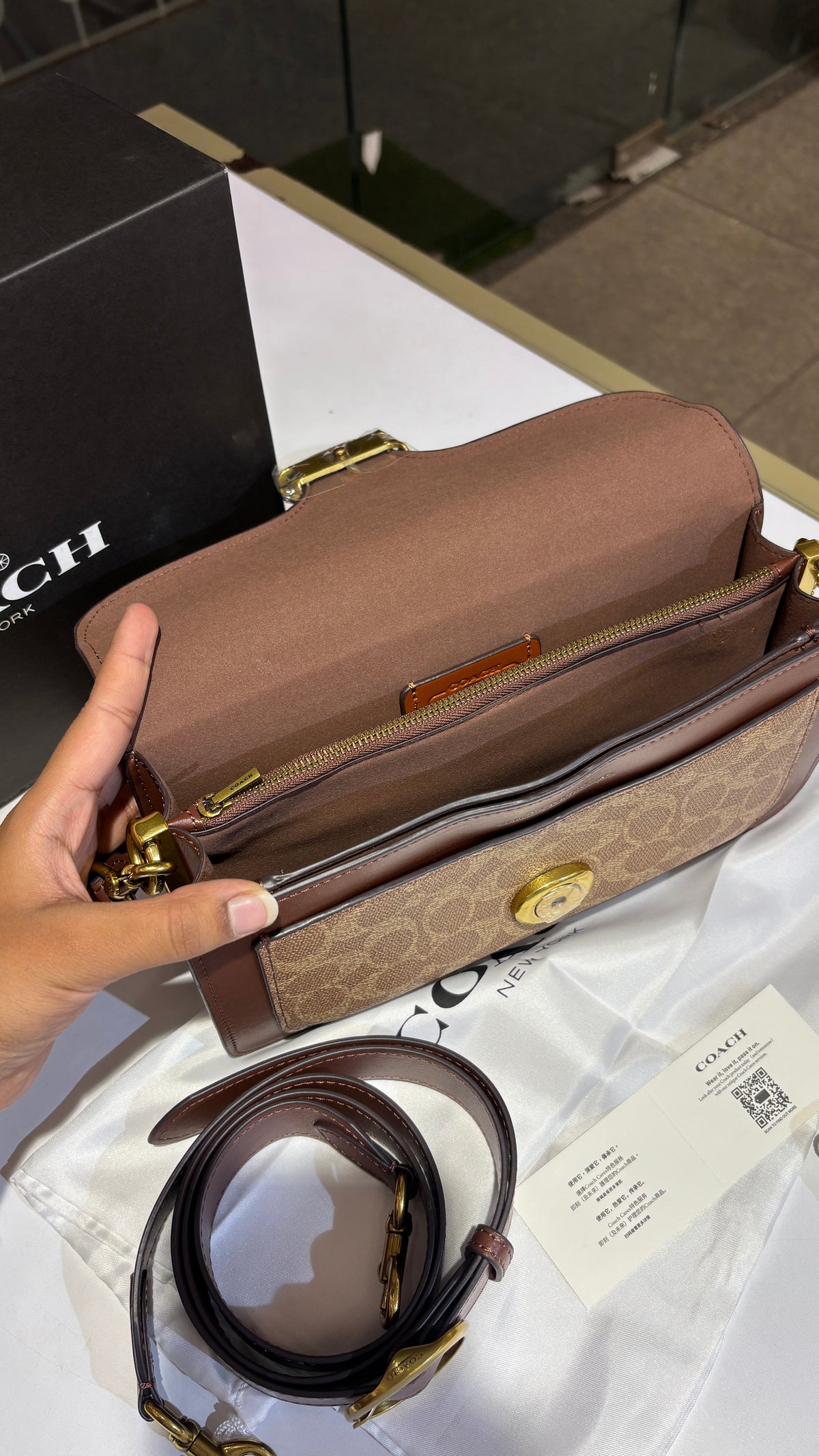 Signature monogram chocolate brown shoulder bag