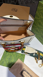 White Tote Bag with Bamboo Top Handles