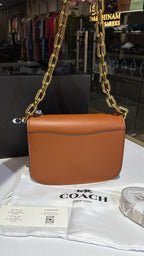 Structured Tan Chain Shoulder Bag