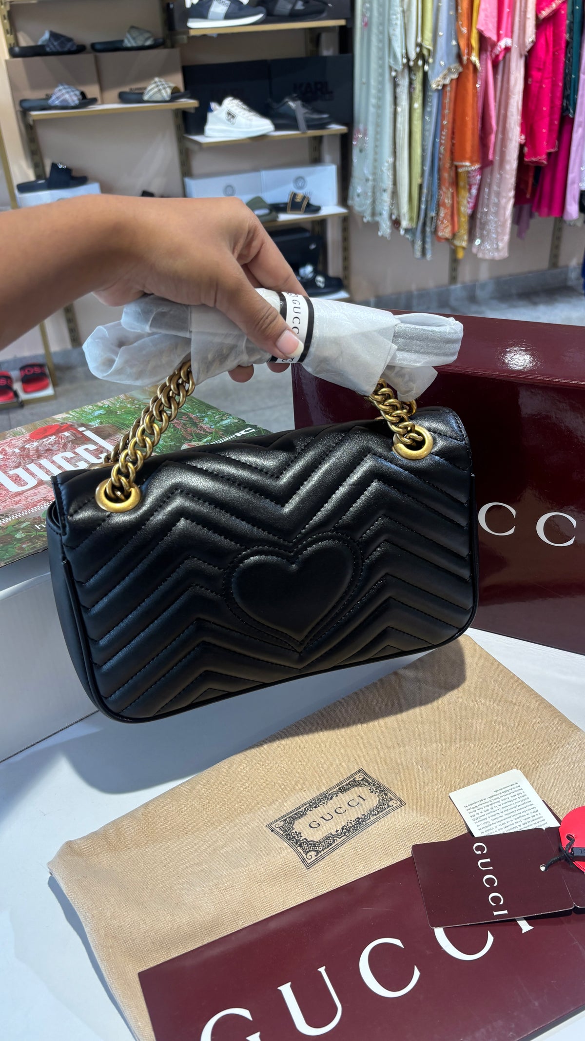 Iconic Black Quilted Medium Chain Bag