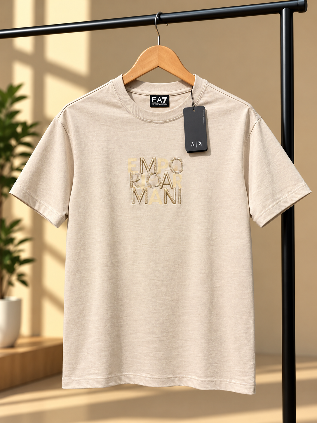 Cream Graphic Print Crew Neck T-Shirt