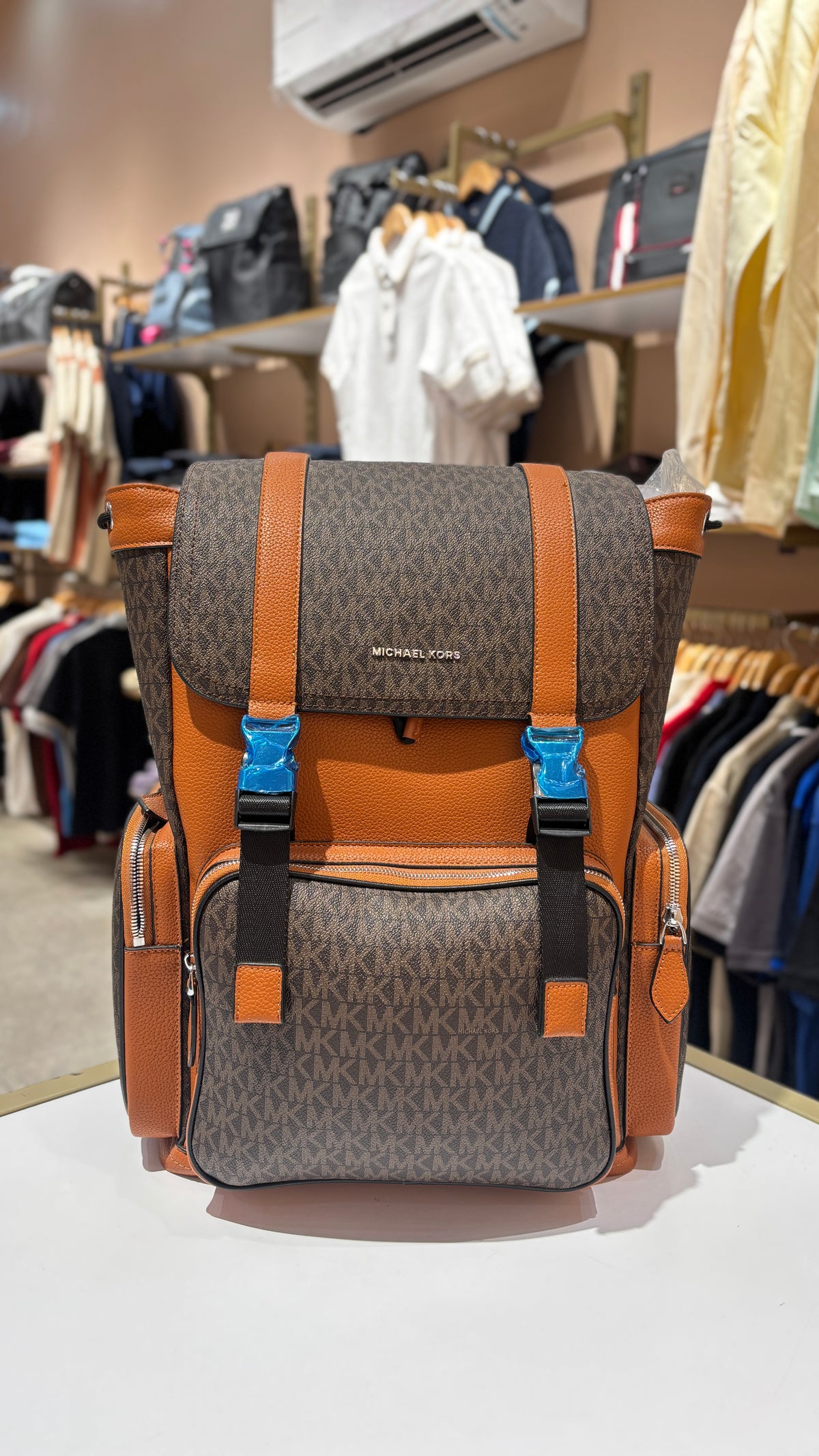 Signature monogram dual colour leather bag
