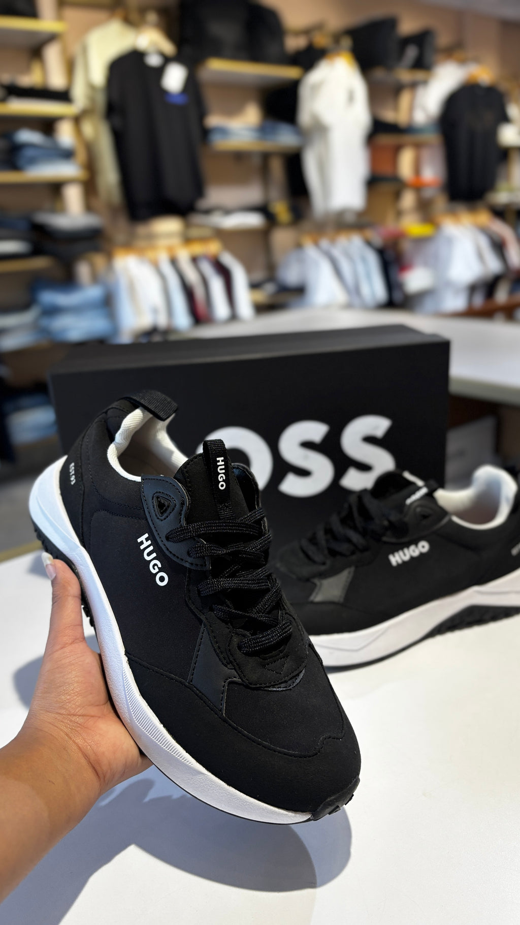 Black Monochromatic Low-Top Sneakers