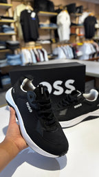 Black Monochromatic Low-Top Sneakers